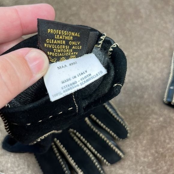 Loro Piana Lamb Suede Cashmere Suede Gloves black Stitch - Picture 6 of 7